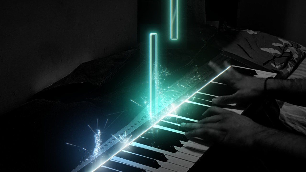 Moody room: the room dark, the played keys lit